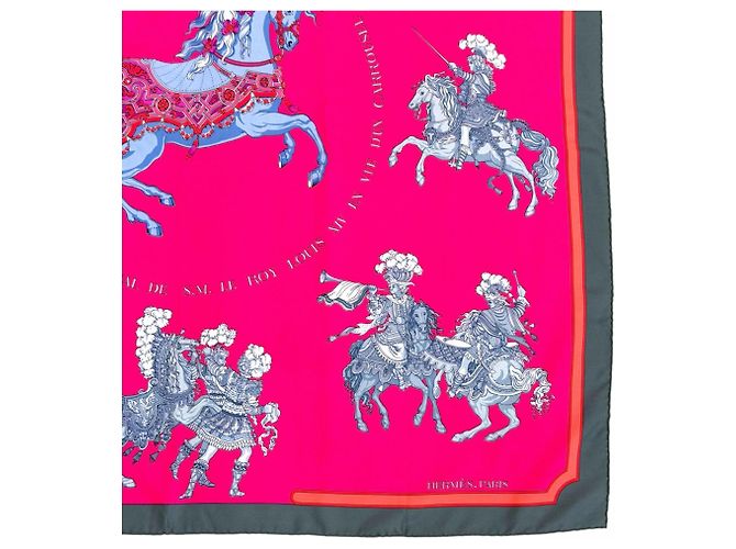 Lenço Hermès Carrousel 100% seda Marrom Rosa Multicor - vista 5