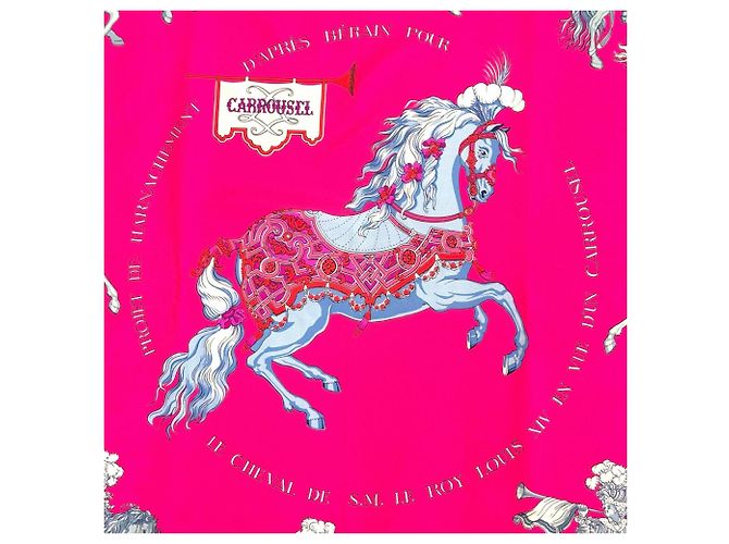 Lenço Hermès Carrousel 100% seda Marrom Rosa Multicor - vista 7