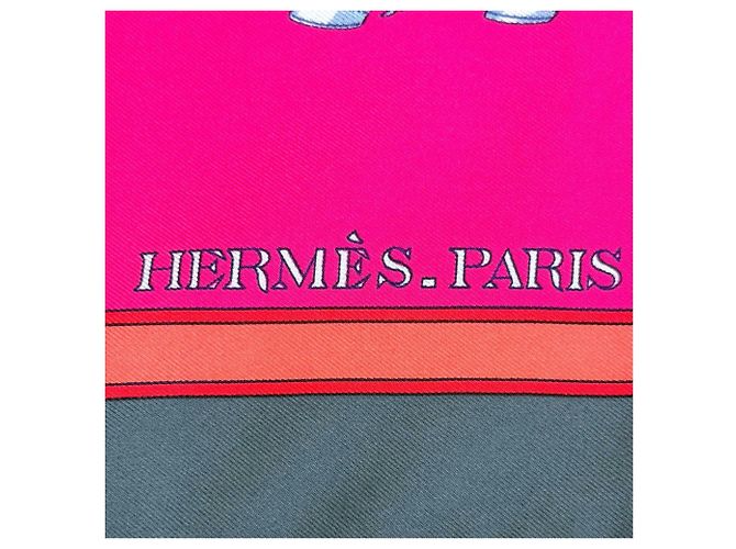 Lenço Hermès Carrousel 100% seda Marrom Rosa Multicor - vista 8