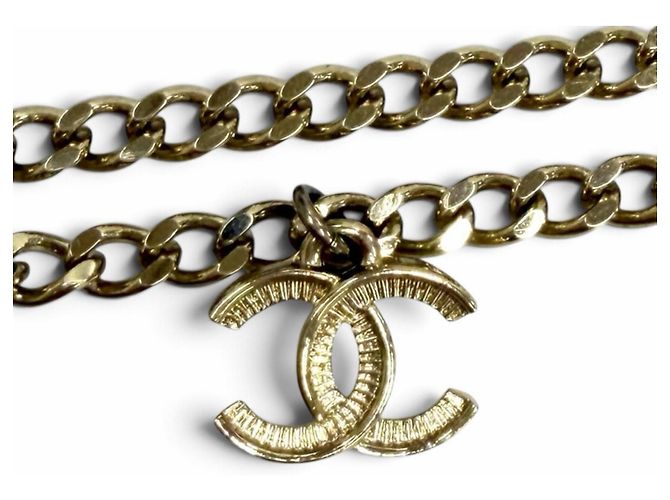 Collana a catena con strass Chanel D21B Coco Mark Nero D'oro - vista 6