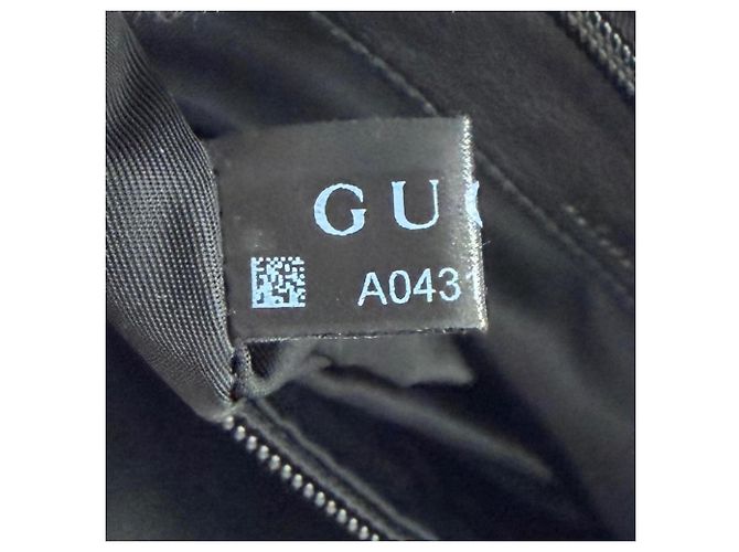 Borsa a tracolla Gucci in nylon e pelle con linea Web nera e logo impresso Nero - vista 12