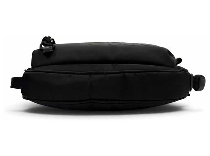 Borsa a tracolla Gucci in nylon e pelle con linea Web nera e logo impresso Nero - vista 5