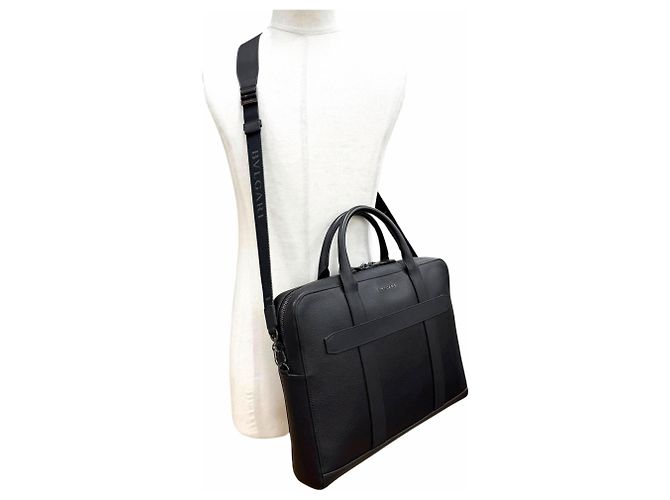 Bulgari Borsa business 2-Way in pelle Bvlgari Man Nero - vista 3