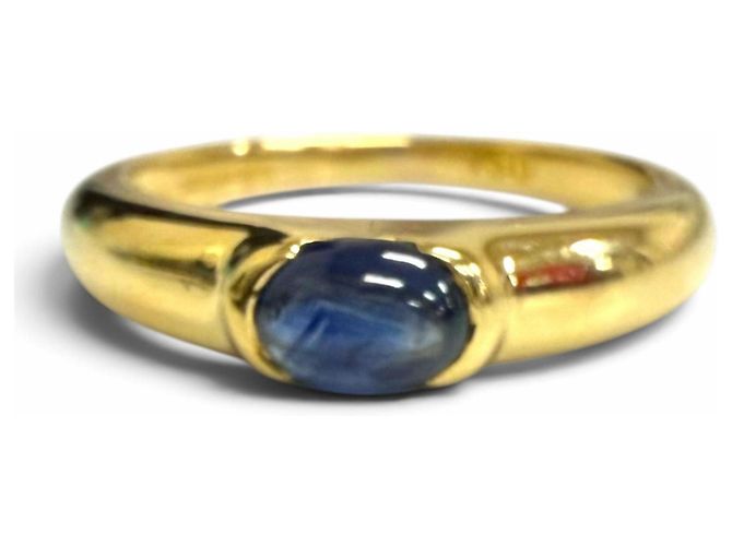 Autre Marque Anello Tiffany Vintage 750 Zaffiro Taglio Cabochon D'oro - vista 2