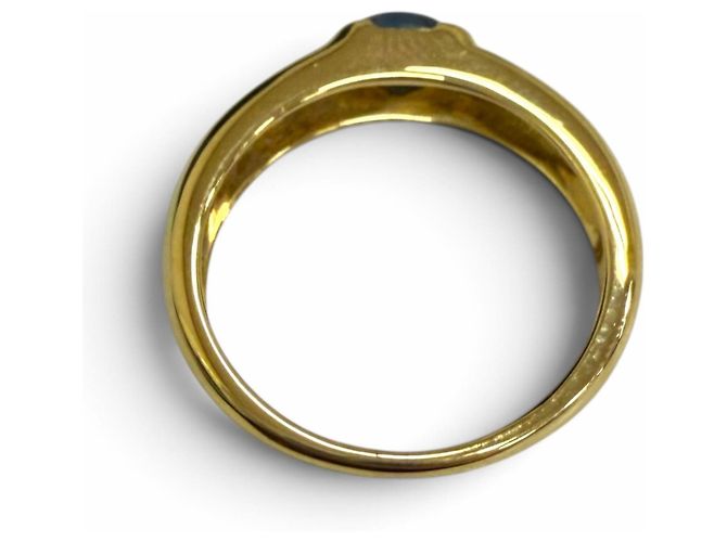 Autre Marque Anello Tiffany Vintage 750 Zaffiro Taglio Cabochon D'oro - vista 4
