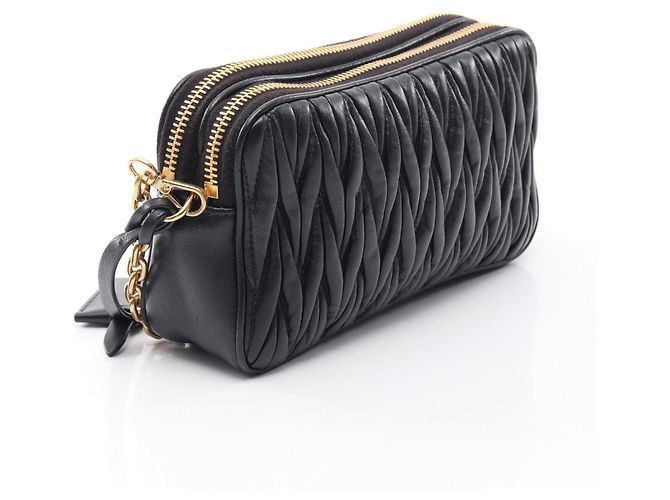 Miu Miu Matelassé Mini Schultertasche Schwarz - Ansicht 2