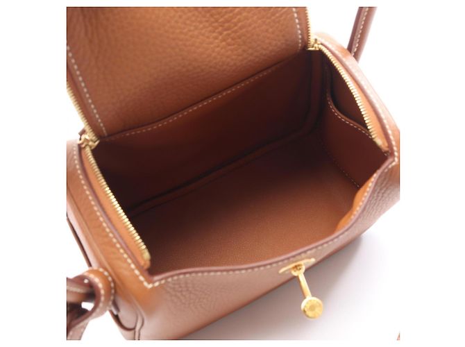 Hermès Bolsa de Ombro Hermes Lindy Mini Gold Marrom - vista 3