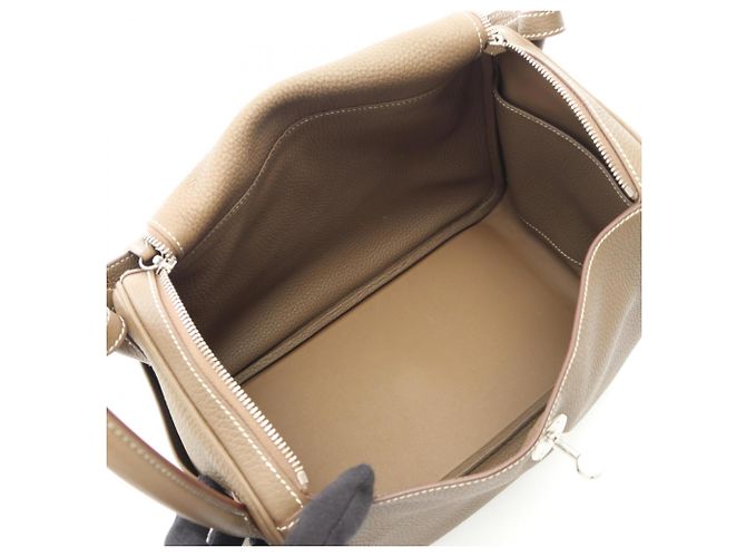 Hermès Borsa a tracolla Hermes Lindy 30 Etoupe Marrone - vista 3