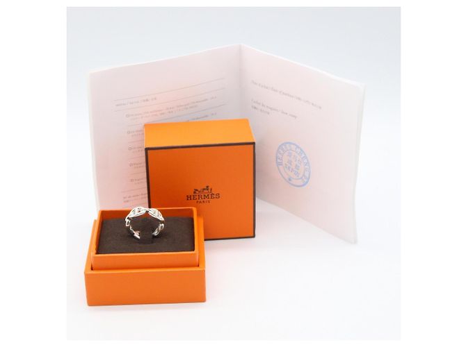 Ring Hermès Anello a fascia Hermes Enchainée PM Argento - vista 9
