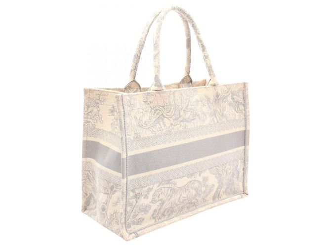 Christian Dior Medium Toile de Jouy Canvas Tote Bag Braun Roh - Ansicht 2