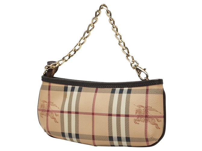 Borsa a Pouch Burberry Nova Check Shadow Horse Chain Marrone Beige - vista 2
