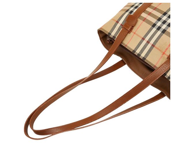 Borsa Tote Burberry Nova Check Shadow Horse Nero Beige - vista 10