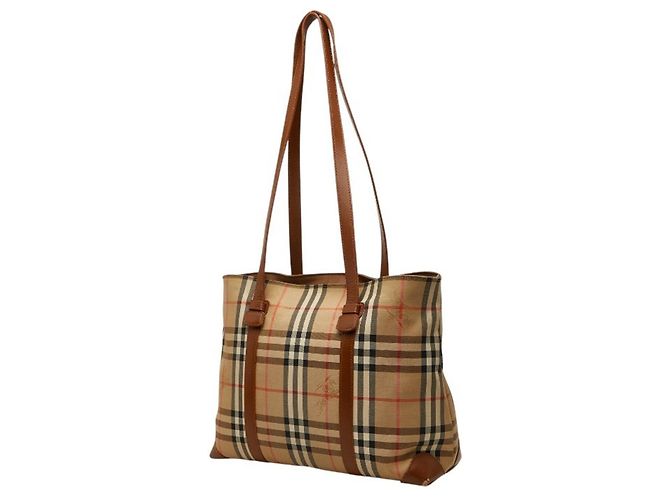 Borsa Tote Burberry Nova Check Shadow Horse Nero Beige - vista 2