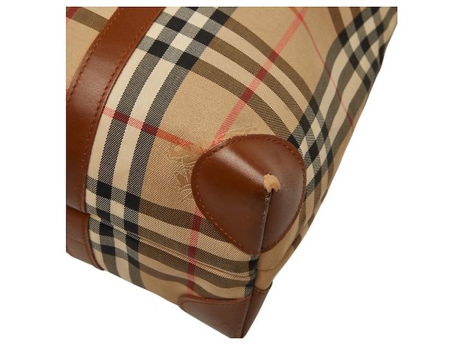 Borsa Tote Burberry Nova Check Shadow Horse Nero Beige - vista 4