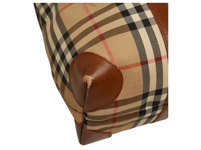 Borsa Tote Burberry Nova Check Shadow Horse Nero Beige - vista 5
