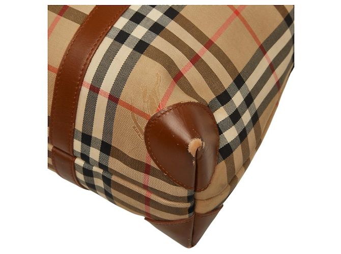 Borsa Tote Burberry Nova Check Shadow Horse Nero Beige - vista 6