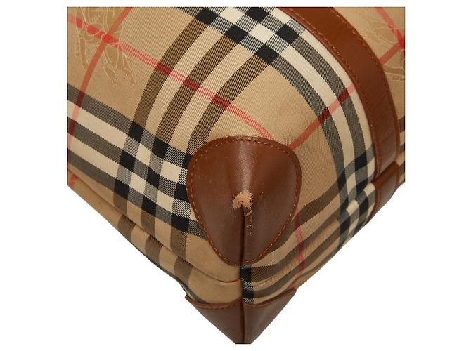 Borsa Tote Burberry Nova Check Shadow Horse Nero Beige - vista 7