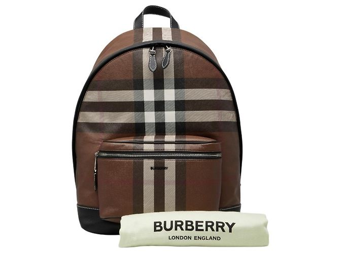Zaino Burberry Nova Check in pelle marrone - vista 12