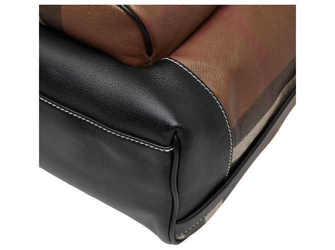 Zaino Burberry Nova Check in pelle marrone - vista 4