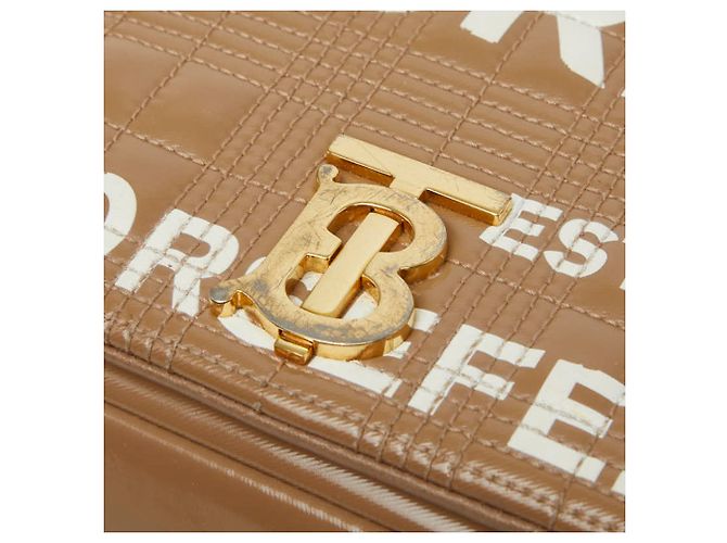 Borsa a tracolla matelassé con catena Burberry TB Small Laura Beige - vista 6