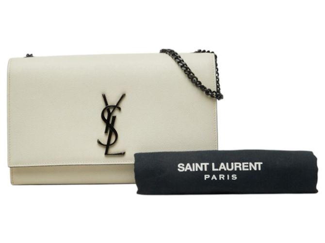 Autre Marque Borsa a tracolla Saint Laurent Cassandra Kate con logo YSL e catena Nero Bianco - vista 11