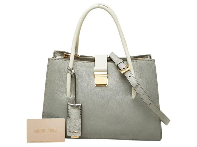 Borsa Miu Miu Madras in Gray e Ivory Marrone Crudo - vista 11