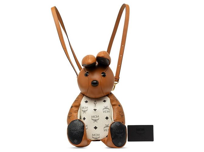 MCM Visetos Logogram Rabbit Doll Rucksack Braun Weiß - Ansicht 7