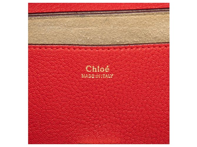 Bolsa de Ombro com Corrente Chloé Drew Vermelho Dourado - vista 5