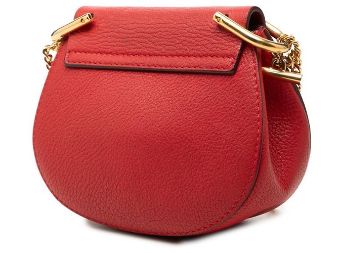 Bolsa de Ombro com Corrente Chloé Drew Mini Vermelho Dourado - vista 2