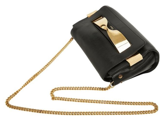 Bolso bandolera con cadena Chloé Chloe ELLE Negro Dorado - vista 8