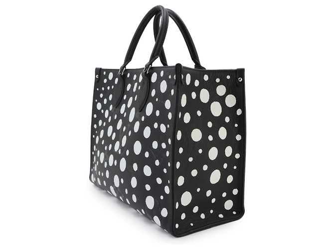 Borsa Tote Louis Vuitton Onthego MM LVxYK Nero Bianco Monogramma - vista 3