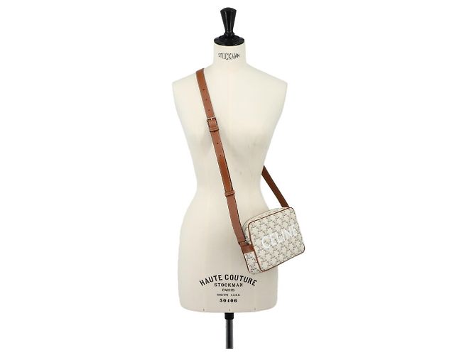 Céline Bolso de hombro Celine Triomphe Medium Castaño Blanco - vista 10