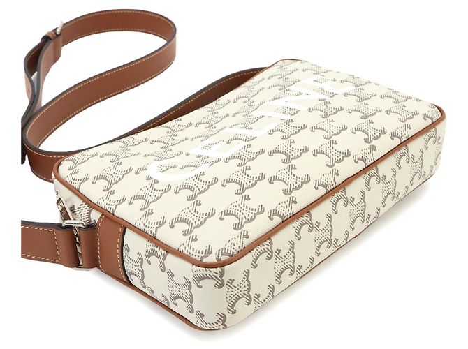Céline Bolso de hombro Celine Triomphe Medium Castaño Blanco - vista 5