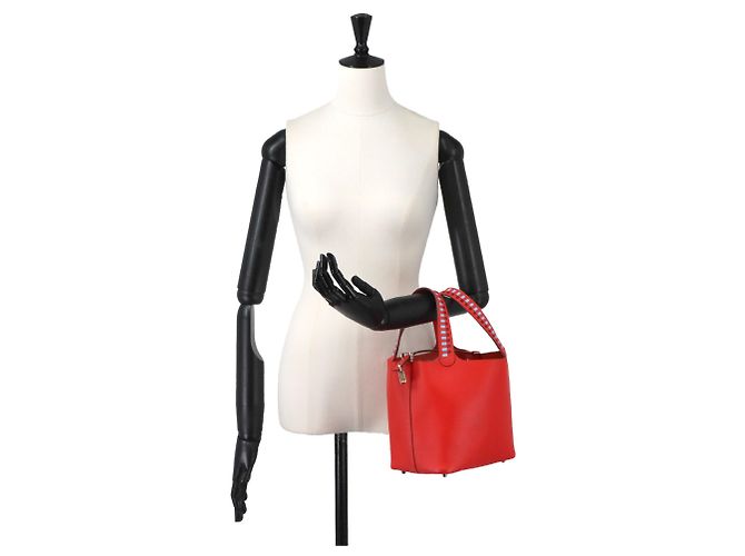 Autre Marque Borsa Piko Hermes Picotin Lock 18 PM Tressage Rosso - vista 10