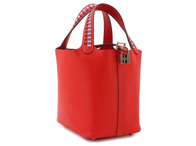 Autre Marque Borsa Piko Hermes Picotin Lock 18 PM Tressage Rosso - vista 3