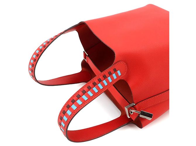 Autre Marque Borsa Piko Hermes Picotin Lock 18 PM Tressage Rosso - vista 5