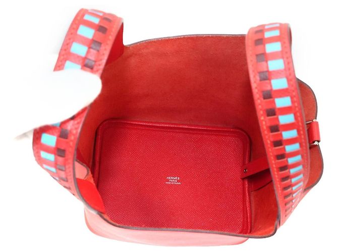 Autre Marque Borsa Piko Hermes Picotin Lock 18 PM Tressage Rosso - vista 6