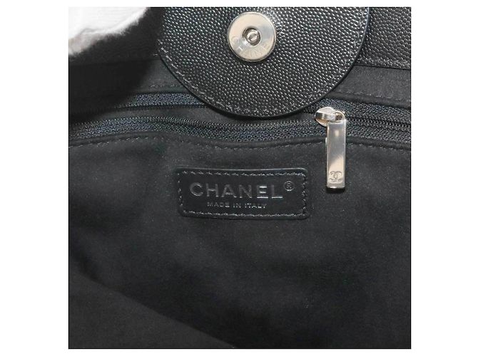 Borsa Chanel Deauville MM 2-way Chain Tote Nero - vista 8
