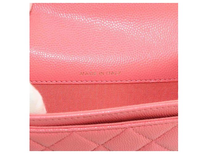 Tarjetero Chanel de piel de becerro granulada rosa - vista 7