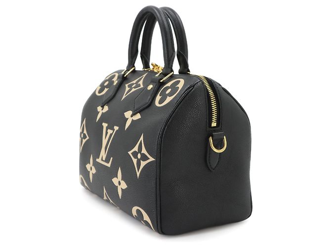Borsa Louis Vuitton Speedy Bandouliere 25 Nero Multicolore Beige Monogramma - vista 4