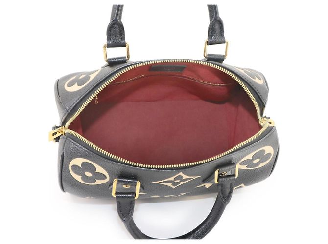 Borsa Louis Vuitton Speedy Bandouliere 25 Nero Multicolore Beige Monogramma - vista 7