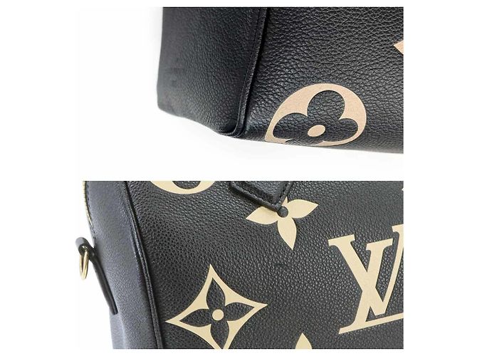 Borsa Louis Vuitton Speedy Bandouliere 25 Nero Multicolore Beige Monogramma - vista 9