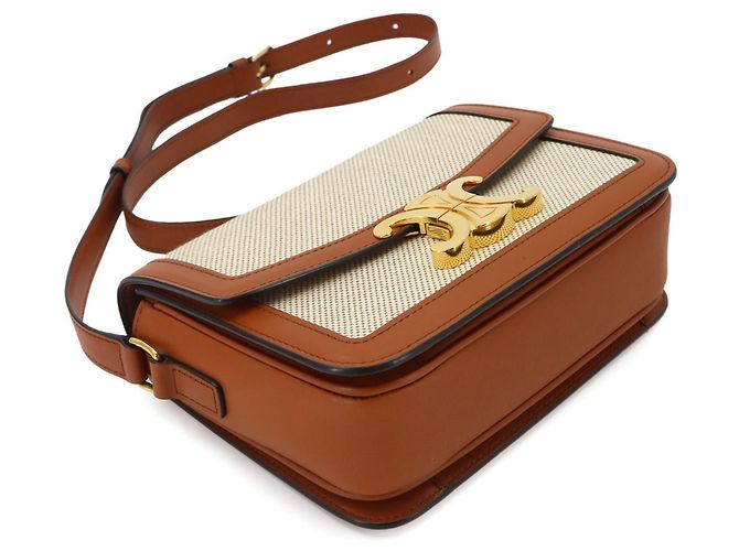 Céline Borsa a spalla Celine Teen Triomphe Marrone Beige - vista 5
