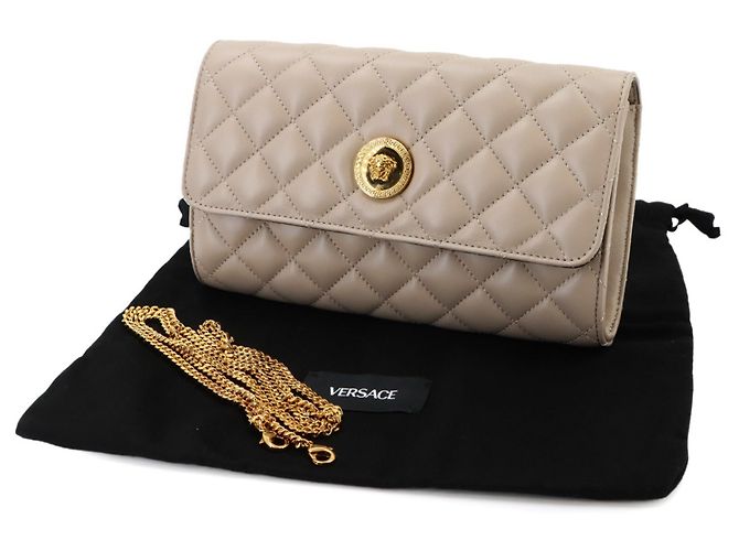 Bolsa de ombro acolchoada Versace Medusa Bege Dourado - vista 2