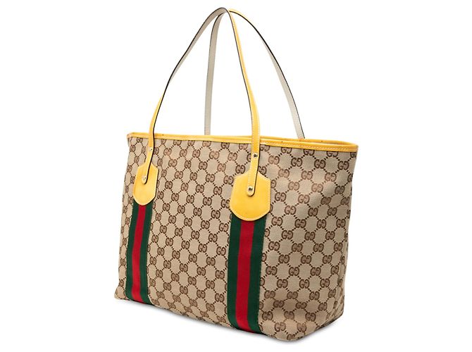 Borsa Tote Gucci Jolie in tela GG beige e Web - vista 2