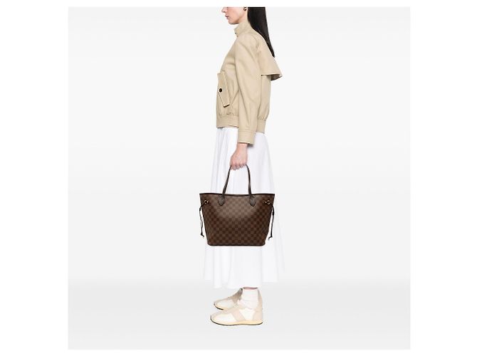 Louis Vuitton Brown Damier Ebene Neverfull MM Marrone - vista 6