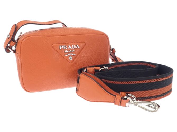 Prada Orange Vitello Daino Soft Crossbody Arancione - vista 14