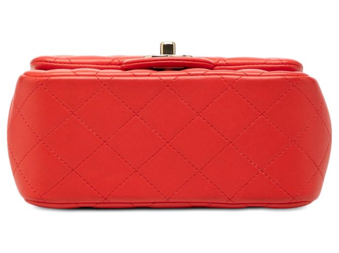 Chanel Orange Mini Square Classic Lambskin Single Flap Rot - Ansicht 3