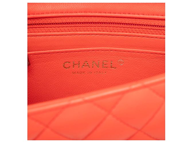 Chanel Orange Mini Square Classic Lambskin Single Flap Rot - Ansicht 5