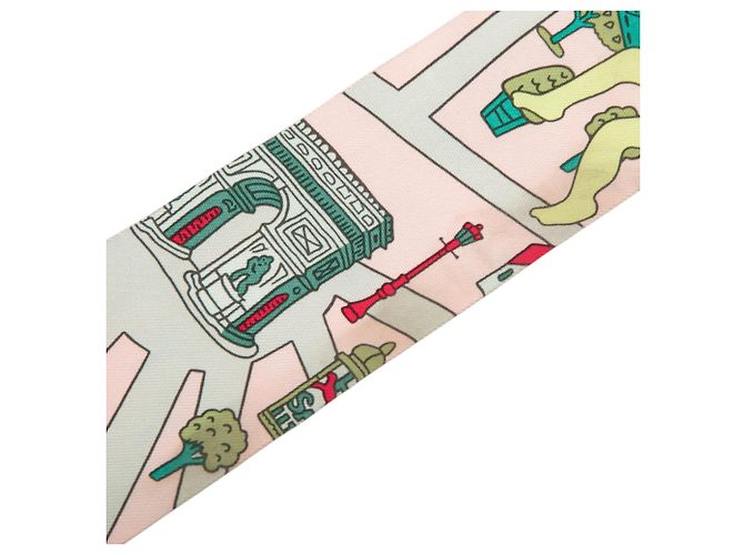 Twilly in seta Hermès Pink Les Nouveaux Amoureux de Paris Rosa - vista 5